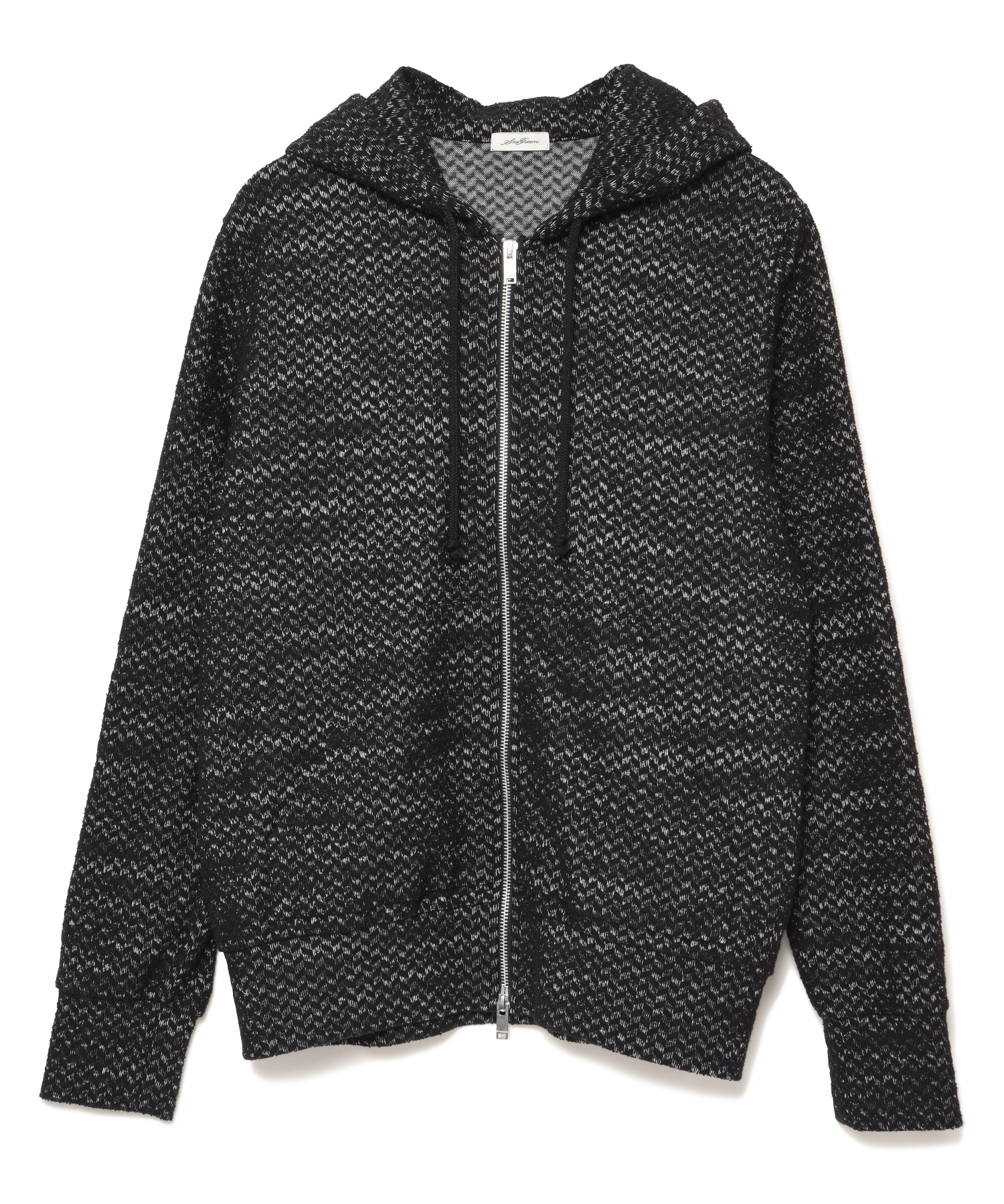 【公式】SEAGREEN (シーグリーン) HERRINGBONE SLUB HOODIE BLACK/01 サイズ:01,02,03,04 パーカー・スウェット メンズ