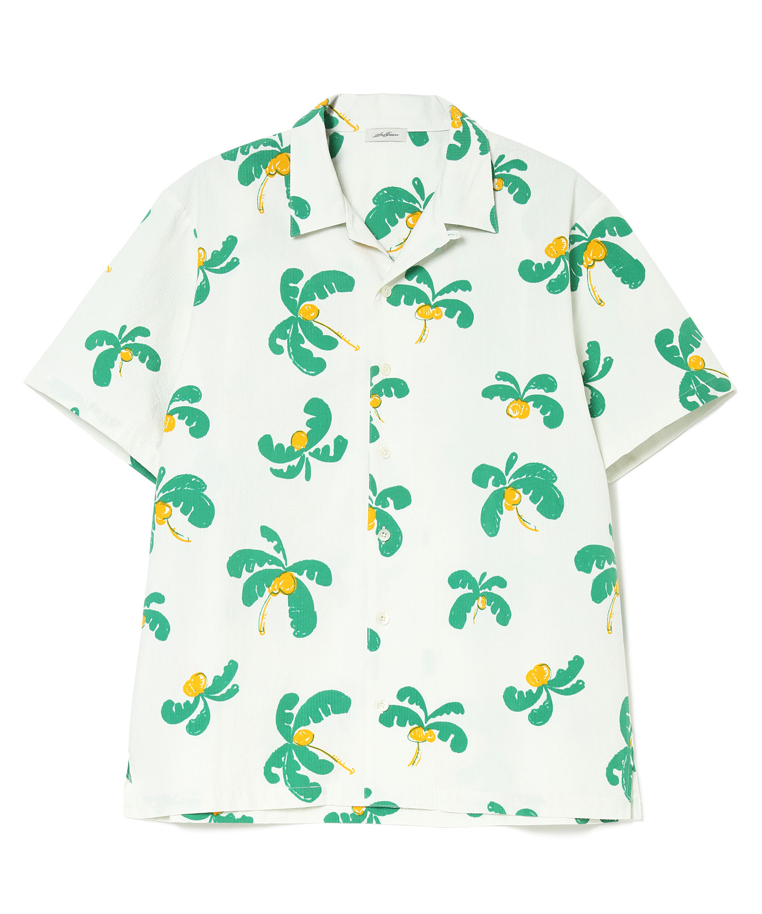 PALM TREE SEERSUCKER S/S SHIRT（Seagreen）｜TATRAS CONCEPT STORE