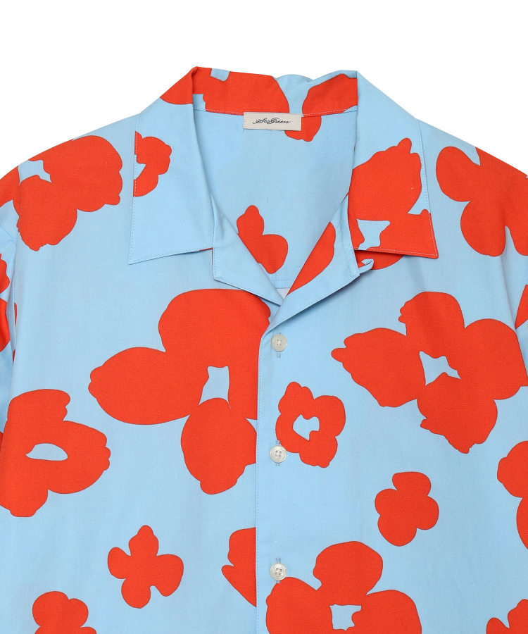 POPPY PRINT WEATHER CLOTH S/S SHIRT（Seagreen）｜TATRAS CONCEPT