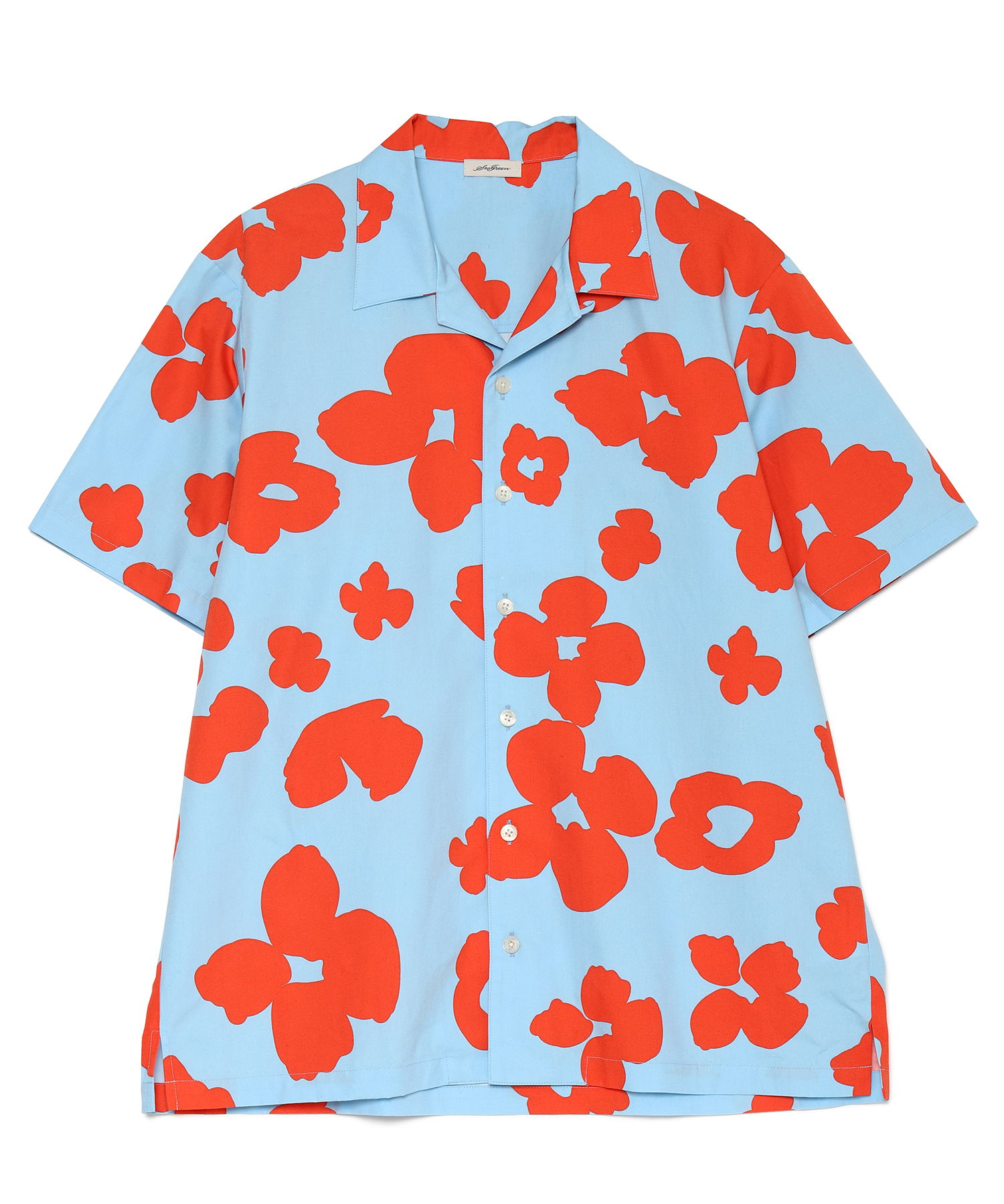 POPPY PRINT WEATHER CLOTH S/S SHIRT（Seagreen）｜TATRAS CONCEPT