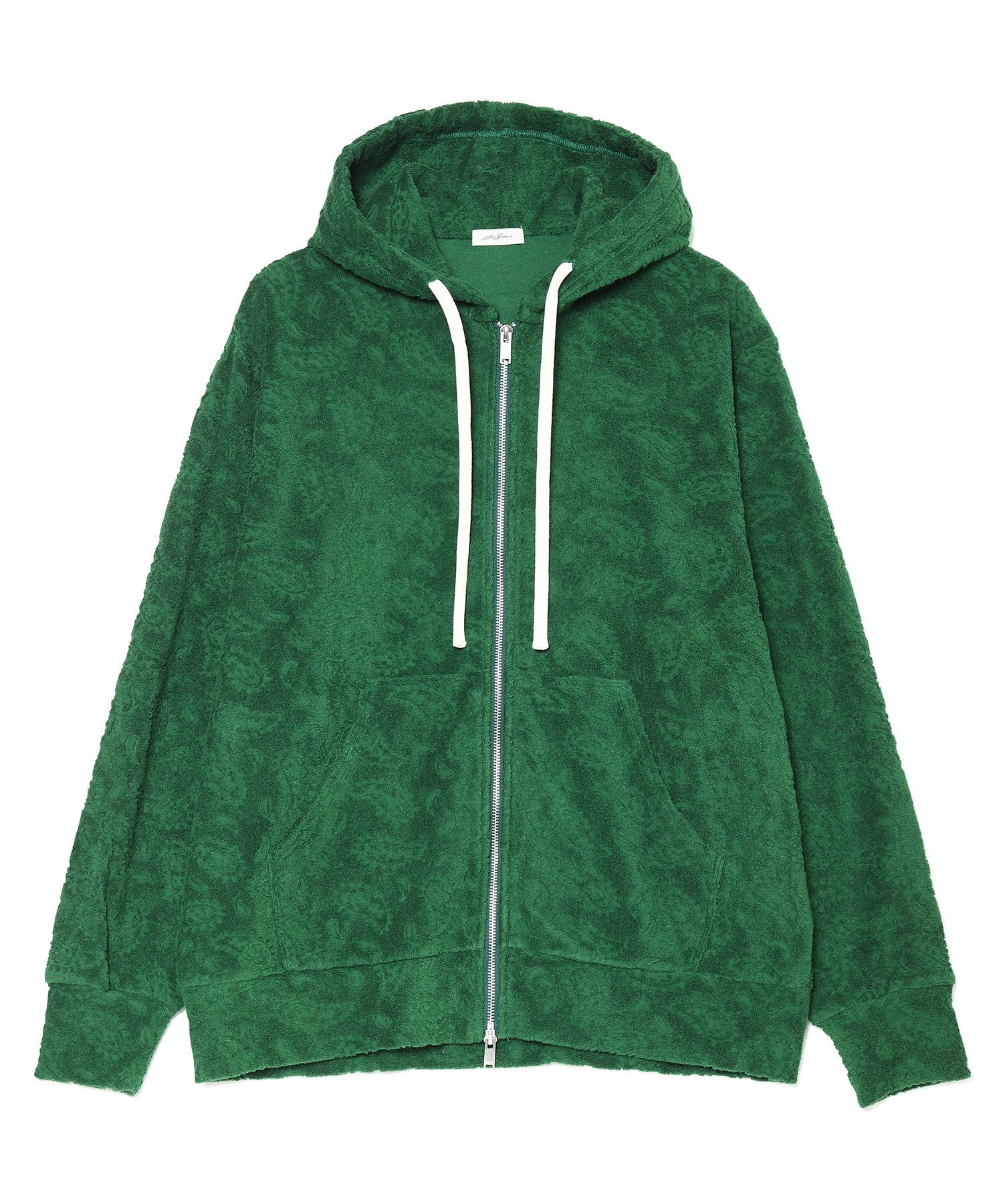 【公式】SEAGREEN (シーグリーン) PAISLEY PILE HOODIE GREEN/30 サイズ:01,02,03,04 パーカー・スウェット メンズ