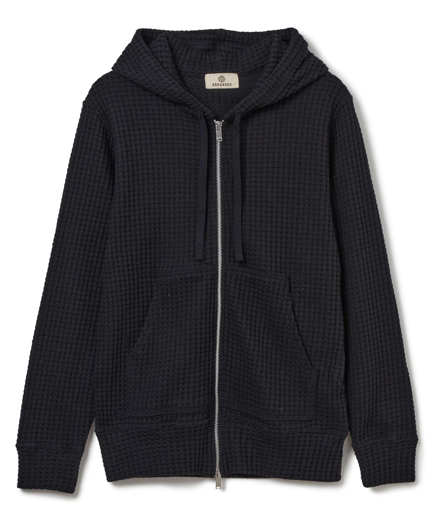 【公式】SEAGREEN (シーグリーン) BIG WAFFLE HOODIE BLACK/01 サイズ:01,02,03,04 パーカー・スウェット メンズ