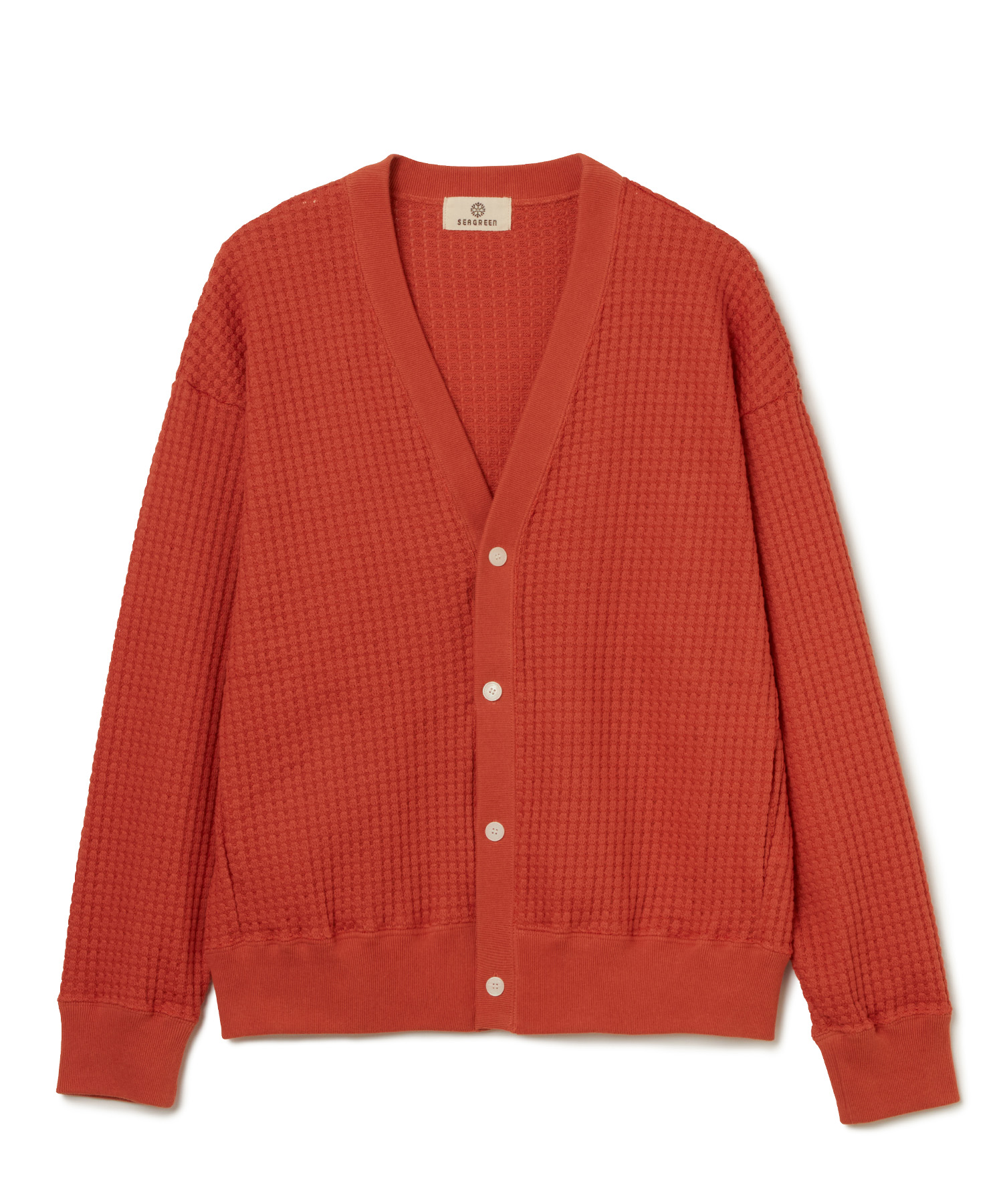 SEAGREEN(シーグリーン) BIG WAFFLE CARDIGAN ・SEAGREEN定番のワッフルオーバーサイズカーディガン。 ・あえてゆったりとしたシルエットで作ることでリラックス感を強調。