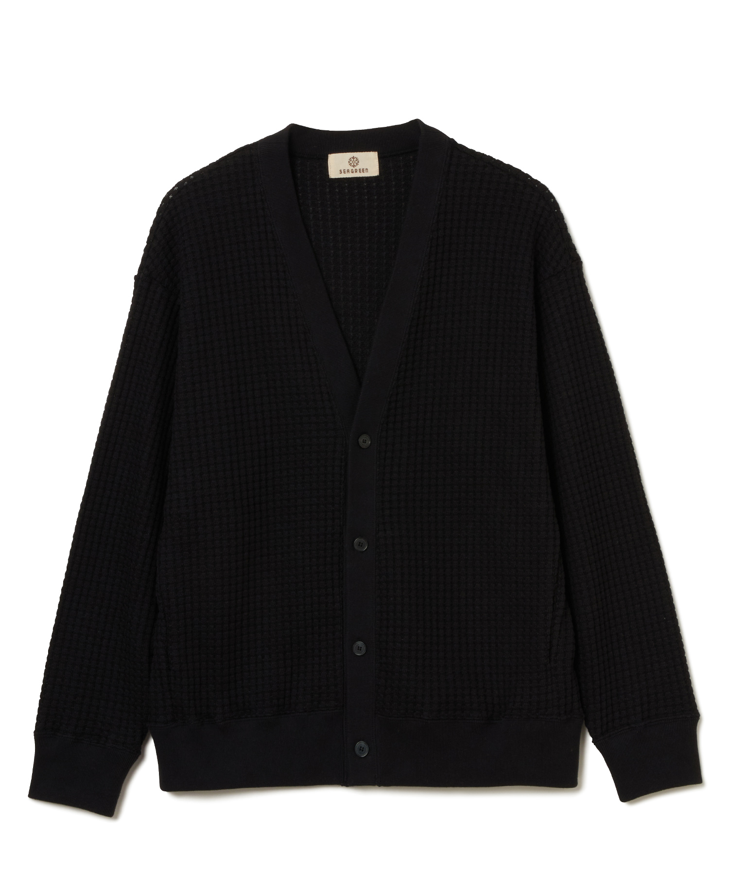 【公式】SEAGREEN (シーグリーン) BIG WAFFLE CARDIGAN BLACK/01 サイズ:02,03,04 カーディガン メンズ