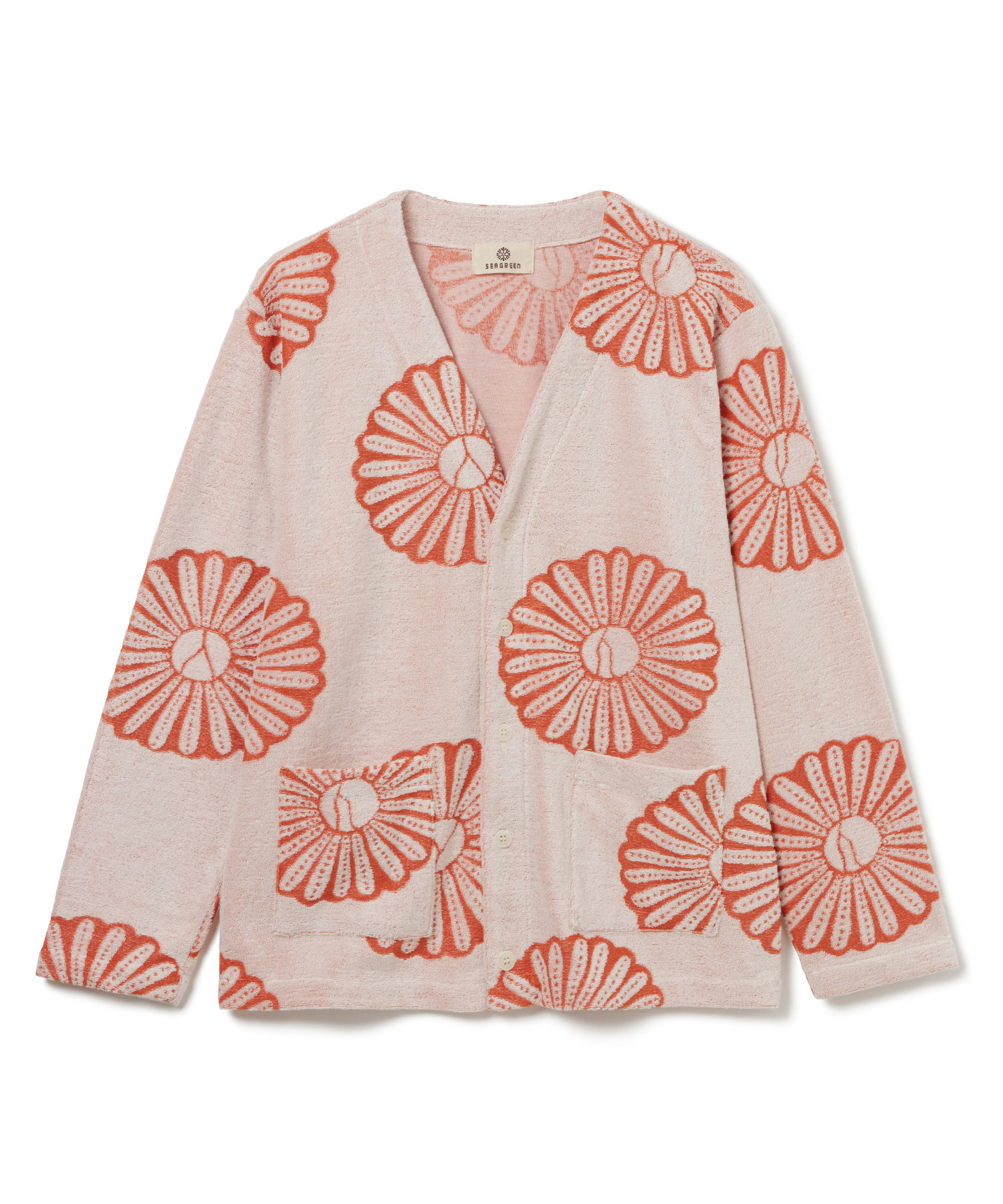 【公式】SEAGREEN (シーグリーン) FLOWER PILE CARDIGAN ORANGE/71 サイズ:02,03 カーディガン メンズ