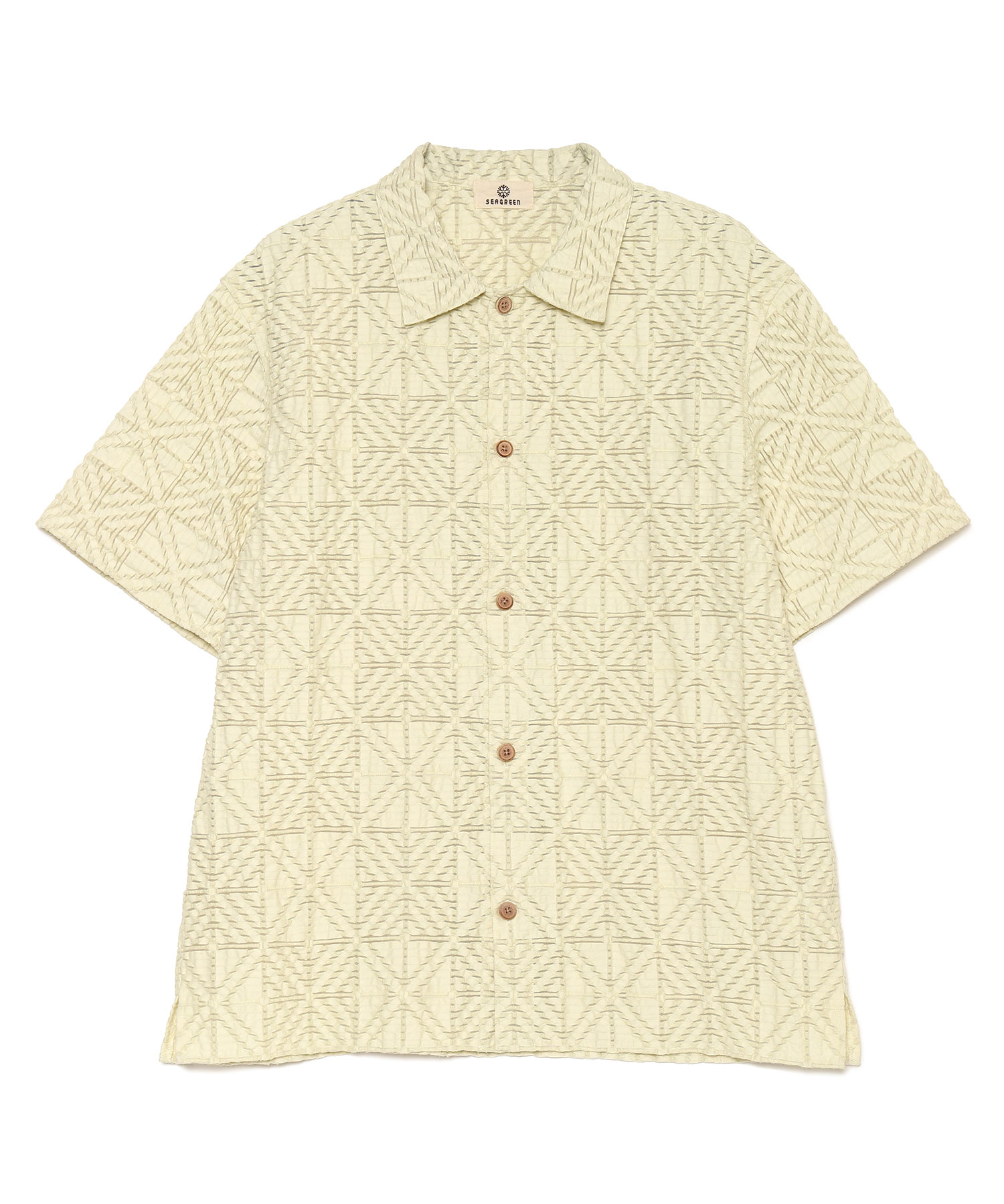 【公式】SEAGREEN (シーグリーン) CROCHET STYLE JACQUARD SHIRTS IVORY/15 サイズ:01,02,03 シャツ・ブラウス メンズ