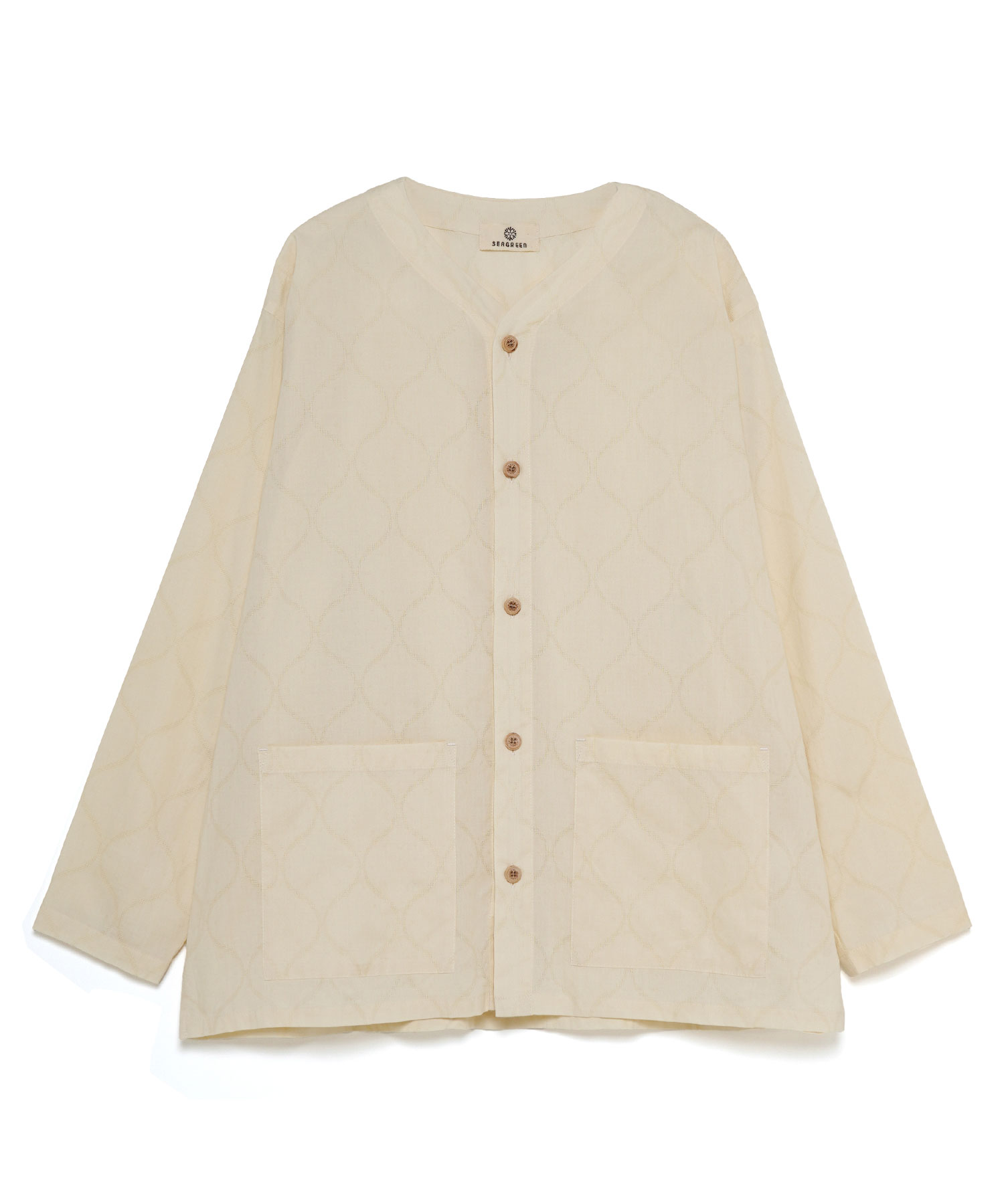 【公式】SEAGREEN (シーグリーン) GOURD PATTERN LAWN CLOTH SHIRT CARDIGAN IVORY/15 サイズ:01,02,03 カーディガン メンズ