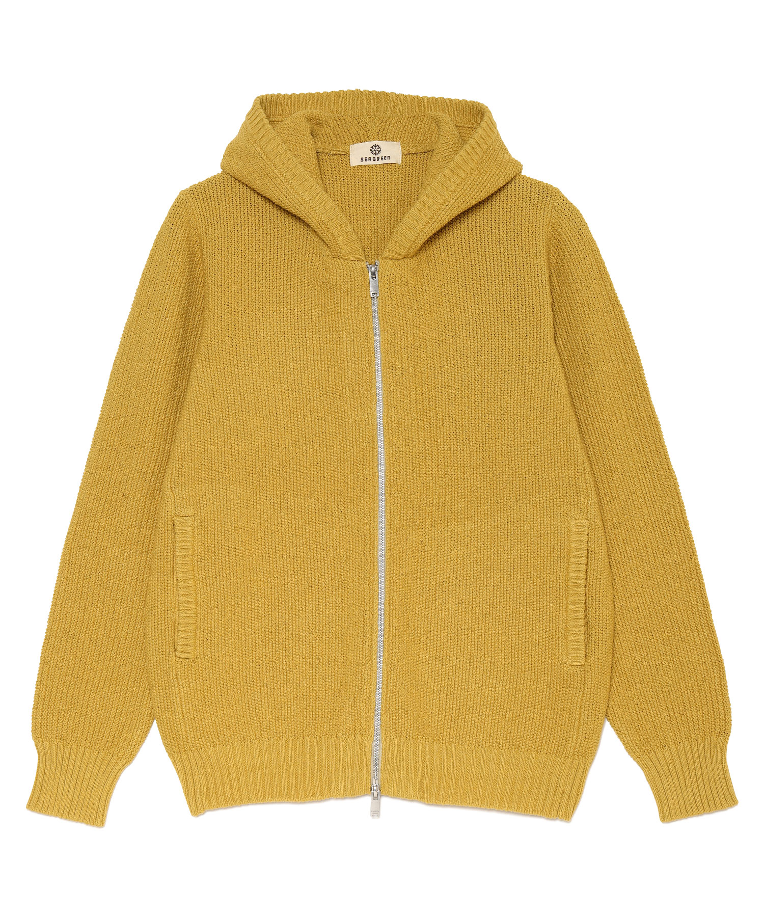 【公式】SEAGREEN (シーグリーン) MOSS STITCH KNIT HOODIE MUSTARD/83 サイズ:01,02,03 パーカー・スウェット メンズ