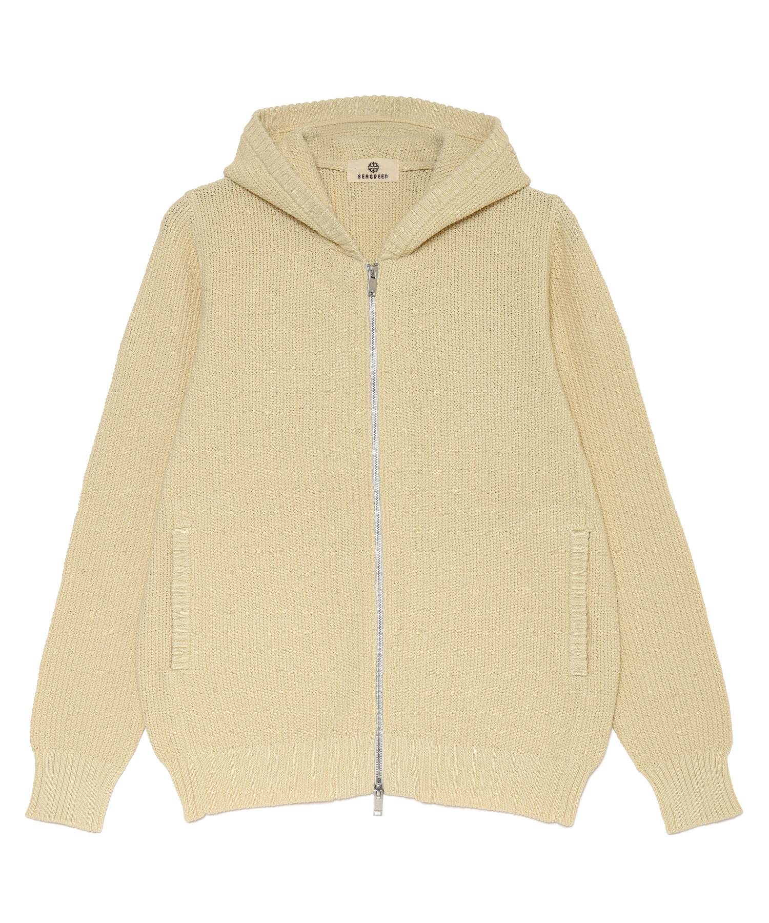 【公式】SEAGREEN (シーグリーン) MOSS STITCH KNIT HOODIE IVORY/15 サイズ:01,02,03 パーカー・スウェット メンズ