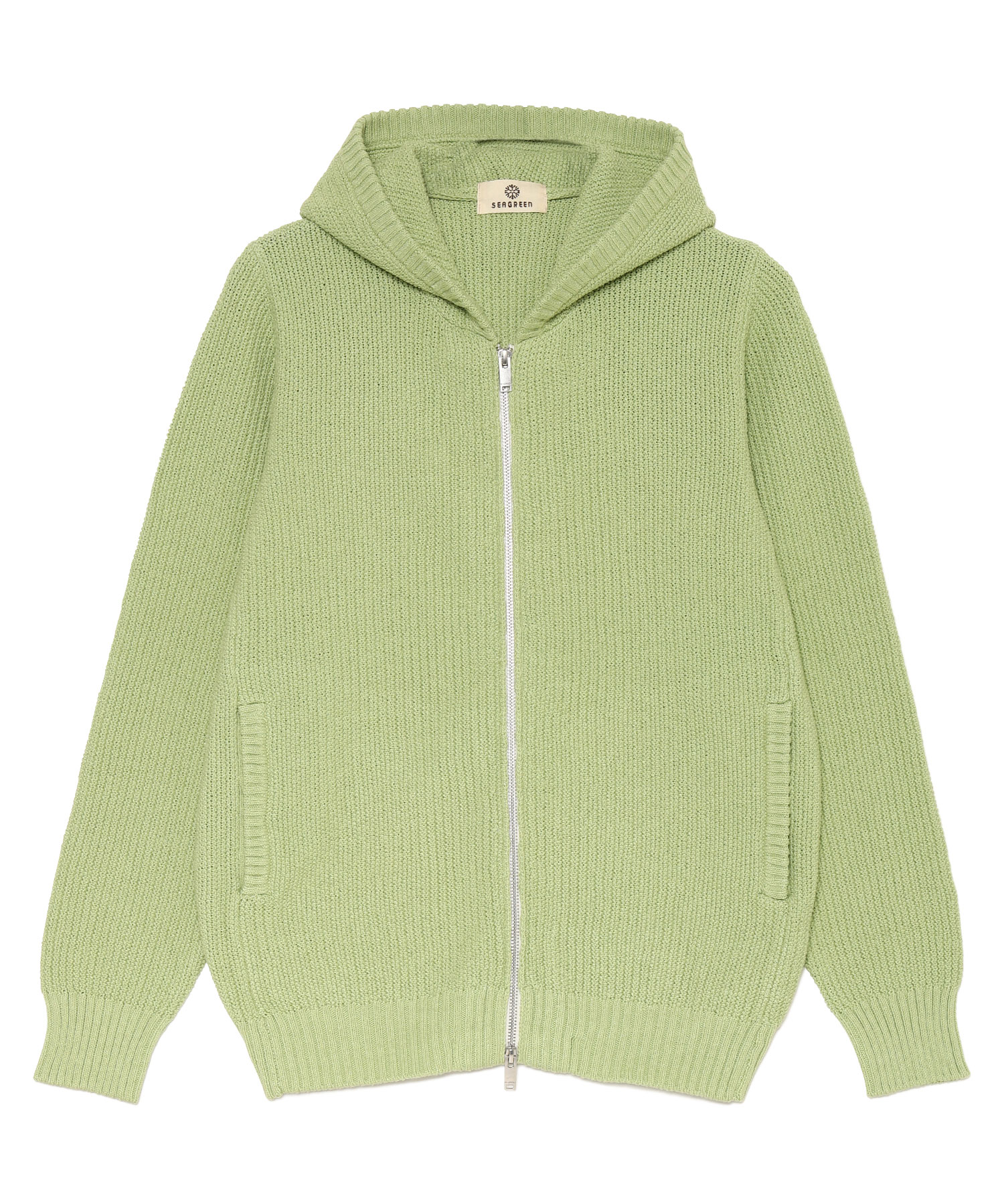 【公式】SEAGREEN (シーグリーン) MOSS STITCH KNIT HOODIE GREEN/30 サイズ:01,02,03 パーカー・スウェット メンズ