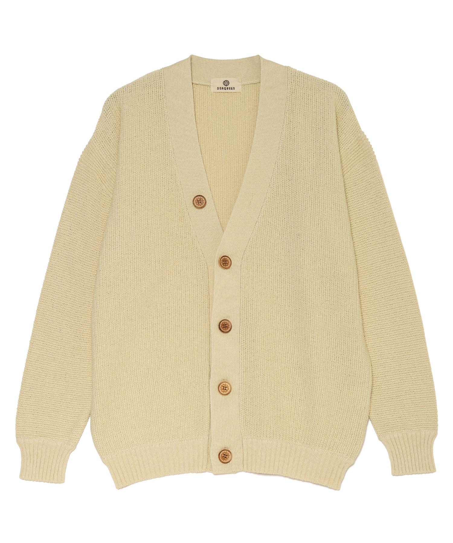 【公式】SEAGREEN (シーグリーン) MOSS STITCH KNIT CARDIGAN IVORY/15 サイズ:01,02,03 カーディガン メンズ