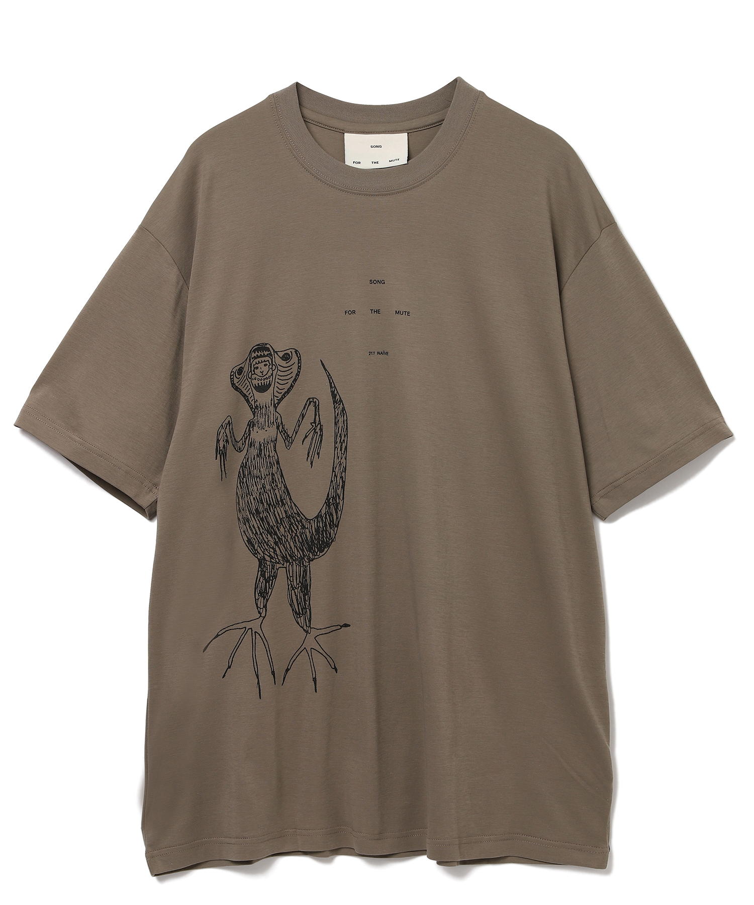 SONG FOR THE MUTE (ソング・フォー・ザ・ミュート) LIZARD OVERSIZED TEE BROWN/20 サイズ:46,48 Tシャツ・カットソー メンズ