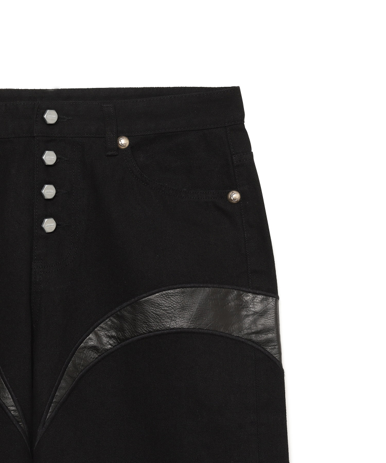 TC Leather Black denim pants